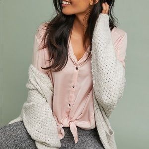Anthropologie Olivia Tie Front Pink Top